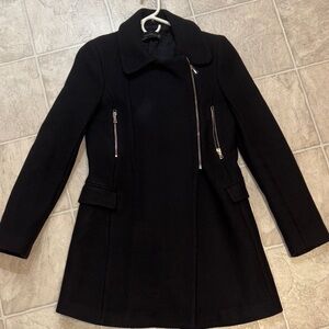 Zara Black Trench Coat with Zipper Details
